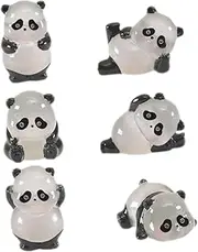 Kisangel 6pcs Cute Panda Resin Animal Figurines Glow Dark Miniature Decor for Micro Landscape DIY Garden and Dollhouse for Animal Lovers and Miniature Enthusiasts