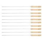 BBQ Barbecue Meat Sticks Metal Skewers Kebab Wooden Handles Outdoor 10x/set