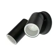 Brilliant Lighting Coolum Black Twin Head Exterior Wall Light Stainless Steel