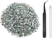 uxcell 5000pcs Flatback Rhinestones Resin, SS12 3mm Resin Rhinestones Bulk Round Shine Gems with Pickup Tools for DIY Nail Art Tumblers Mugs Clothes, AB