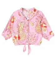 [Poupette St Barth Kids] Poupette St Barth Kids Azia printed crop top Y 2 pink