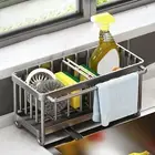 Storage Rack Kitchen Sink Caddy Holder with Auto Draining Spout