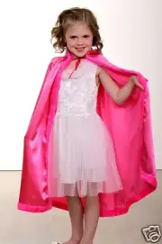 NEW Girl Child PRINCESS CAPE Hooded Cloak Coat Costume HOT PINK pretend play toy