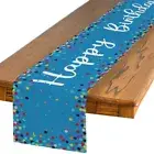 Happy Birthday Table Runner 13 x 72Inch Table Runner for Home Party Decor Blue