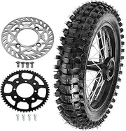 YC Yier 14" Rear Wheel Rim Tire Assembly 90/100-14 Tire Tube For Dirt Pit Bike Trail Fits 125/140/150/160cc Pit Dirt Bike Apollo SSR Taotao Includes Brake Rotor and 420 53T Sprocket