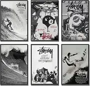 Stussy Poster Retro Music Vintage Cover Poster A Set of 6 Canvas Posters Room Aesthetic Festival Family Bedroom Decor Wall Art Home08x12inch(20x30cm) Style-3