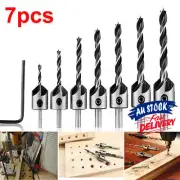 7 Pcs Wood 5 Flute 3 4 5 6 7 8 10mm Carpentry Tool Countersink Drill Bit Kit