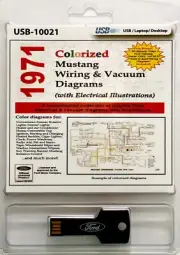 1971 Ford Mustang Colorized Wiring and Vacuum Diagrams on USB