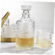 Whiskey Decanter Set for Men, 4 Rocks Drinking Glasses for Spirits, Whiskey,