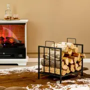CostwayFirewood Log Rack with Convenient Handle for Fireplace, Stove, Fire Pit
