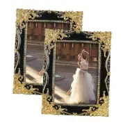 5x7 Vintage Picture Frames Set of 2, Black and Gold Ornate Decorative Frame