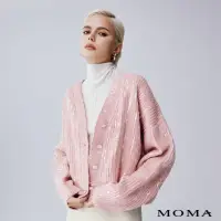 在飛比找momo購物網優惠-【MOMA】亮片繡花V領毛衣外套(粉色)