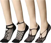 [QHANSHIEE] Women Black Lace Fishnet Socks Short Ankle Socks Mesh Lace Socks No Show Socks Lace Non Slip Socks Womens Thin Low Cut Casual Socks Ultra Thin Crew Fancy Dress Sock Hollow out Net Socks for Summer,