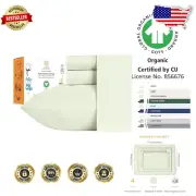 Organic Cotton King Bed Sheet Set - Cooling Percale, Eco-Friendly Pistachio