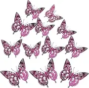 Kisangel 24Pcs Butterflies Wall Stickers Glitter Decals for Home Decor Removable Butterfly Wall Art for Nursery Living for Craft Projects and Present Giving