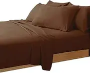 Essina Queen Bed Sheets, 4pc Cotton Queen Sheet Set 620 Thread Count, Cotton Sheet, Deep Fitted Sheet Queen Cotton, Solid Colour Queen Sheets, Dark Brown Bed Sheets Queen Size, Candies Dark Brown