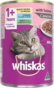 Whiskas Adult Wet Cat Food Salmon Casserole Can 400G Can, 24 Pack