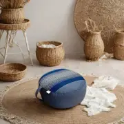 MANGO TREES 40cm Round Meditation Cushion Zafu Ottoman Kapok Filled GreyBlue