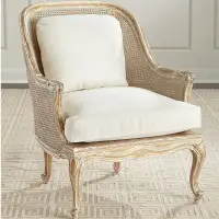 在飛比找蝦皮購物優惠-高檔美式法式藤編單人沙發椅風化白橡木做舊木質麻布坐墊休閑藤椅