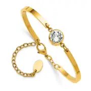 Chisel Stainless Steel Yellow Crystal ch Bangle Bracelet Extension - 6.5"