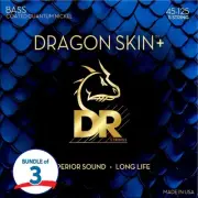 DR Strings Dragon Skin+ Coated 5-string Bass Guitar Strings (3 Pack) - .045-.125