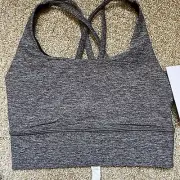 lululemon Energy Longline Bra Medium Support heathered Black (Size 2) NWT