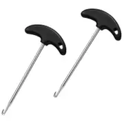 2Pcs Stainless Steel Hockey Skate Tightener Skate Key Tool Shoe Lace Puller Ice Roller Skate Tool for Ice-Skates BlackSilver