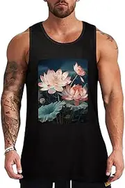 [NQHJT] Men Tank Tops Dragonfly and Flower Sleeveless T Shirts for Men's Fitness Quick Dry Gym Tank Top for Men