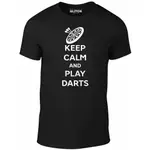 KEEP CALM PLAY DARTS T 恤 - 有趣的 T 恤笑話運動板 OCHE PUB CARRY ON201