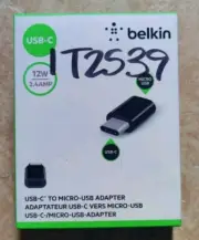 New Belkin USB-C to Micro-USB Adapter 12W, 2.4 Amp, Smartphones, Tablets, Laptop