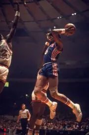 Julius Erving Handles The Ball Near The Net 1970 OLD BASKETBALL PHOTO