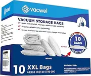 Vacwel 10-Pack XXL Jumbo Vacuum Storage Bags for Clothing, Comforters, Blankets and Clothes - Space Saver Vacuum Sealer Bags (47x35in)