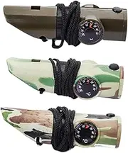 Yardwe Survival Essential 3pcs 7-in-1 Compass Thermometer Whistle for Outdoor Activities