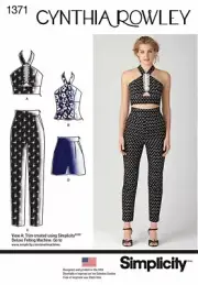 Simplicity 1371 Sz 4-20 Halter Crop Top Pants Shorts Tattoo Open Back Pattern