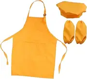 FELTECHELECTR with Apron Hat Cooking Sleeve Easy to Clean for Ages for Cooking Baking Painting Decorating Parties Orange