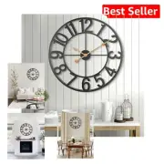 Elegant Round 30 Inch Metal Wall Clock - Silent Function for Living Spaces