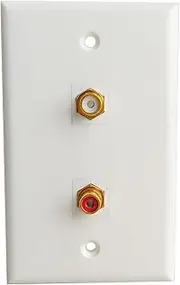BOPLAT RCA Wall Plate 2 Port Female to Female - Single Gang RCA Keystone Jack Cover Plate for L/R Stereo Subwoofer and Speaker
