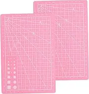 2Pcs Double Sided Crafting Cutting Mat Self Healing PVC Board with Measurements for Sewing Quilting and DIY Projects Durable Precise Pink