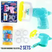 2x Plastic Electric Automatic Bubble Machine Fan Gun Blower Kids Toys Fun
