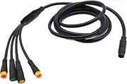 Extension Cable for Ebike, Waterproof 8 Pin 1 to 4 Extension Cord for Gauge, Throttle & Brake, 71 Inch PVC Extension Cable with Brass Interface, Ebike Accessories Ebike Accessories