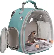 Bird Carrier Backpack, Space Capsule Astronaut Bird Clear Bubble Travel Cage Backpack for Parakeet Cockatiel Conure Small Birds, Includes Stainless Steel Tray and Rope Standing Perch