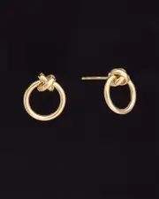 14K Italian Gold Knot Circle Studs