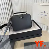 在飛比找蝦皮購物優惠-PRADA 普拉達 Brique logo徽標 十字紋小牛皮