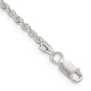 Sterling Silver 2.3mm Solid Rope Chain Anklet Necklace