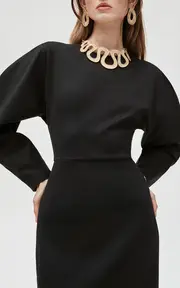 [Carolina Herrera] Arc-Sleeve Ponte Dress
