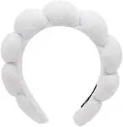 Aufona Spa Headband for Women, White Terry Towel - Hairband for Skincare, Makeup Removal, Shower, Yoga, Work Out, Absorbs Sweat for Her