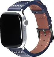[HMS] Classic Pilot Leather Watch Strap, 20mm/22mm, Black/Brown/Blue, Compatible with Apple Watch Band, Quick Release Replacement Band for Watches/Smartwatches