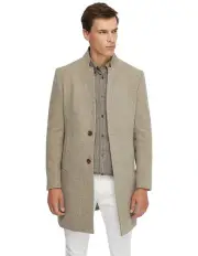 [Oxford] Austin Herringbone Wool Rich Coat in Natrual