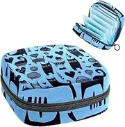 Period Bag,Sanitary Napkin Storage Bag,Black Cat and Heart,Tampon Holder for Purse