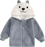 [MAHUAOYIXI] Toddler Baby Girl Winter Snowsuit Coat Infant Boys Long Sleeve Hooded Zipper Hood Jacket Closure Winter Fuzzy Fleece Pullover Sweatshirt Chunky Outwear for Little Girl